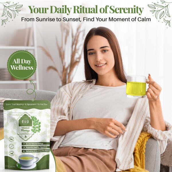 Minted Moringa Herbal Tea – Caffeine Free Superfood Blend for Refreshing Daily Wellness - Image 6