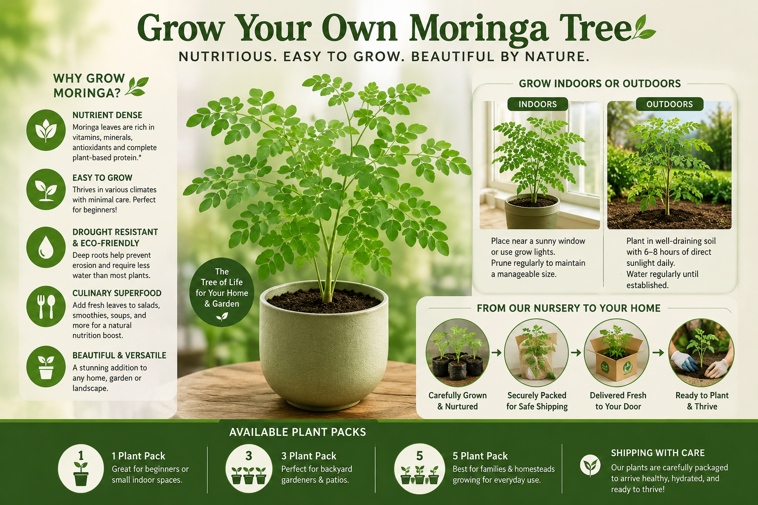 Grow Live Moringa Trees for Home Garden and Daily Wellness